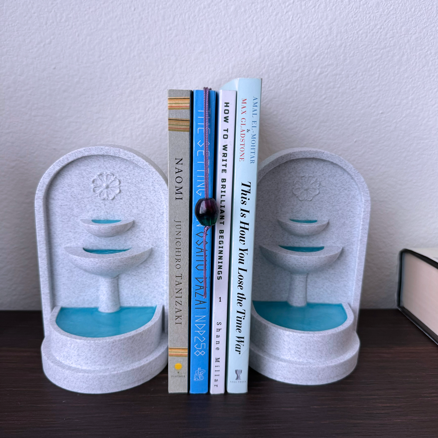 Arched Fountain bookends with Resin Pools of Water - Regal Water Fountain Bookends - Decorative fairy tale bookends