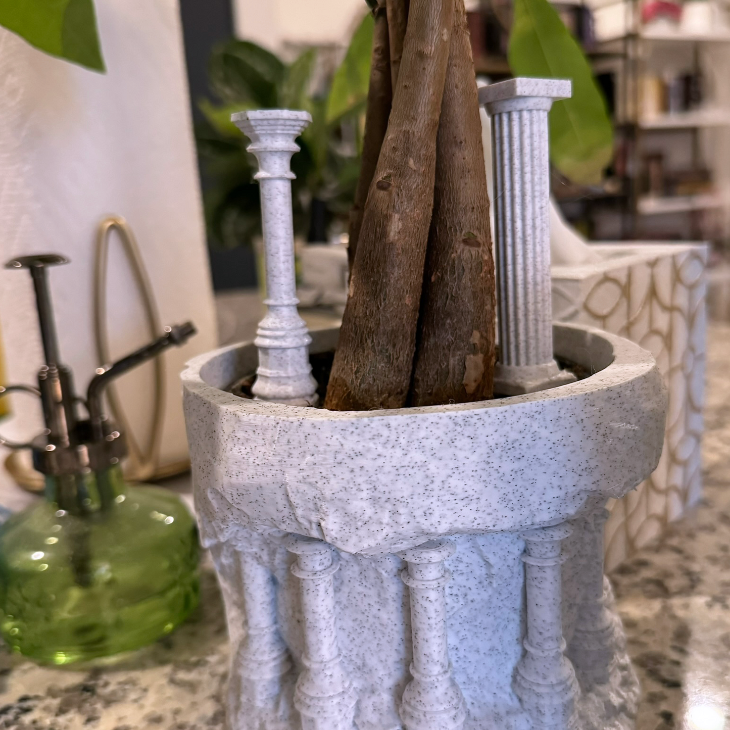 Plant Stake - Classical Greek Coman Column Planter Decor - Houseplant Stick - Plant Pick -Pack of 4 Garden Decor