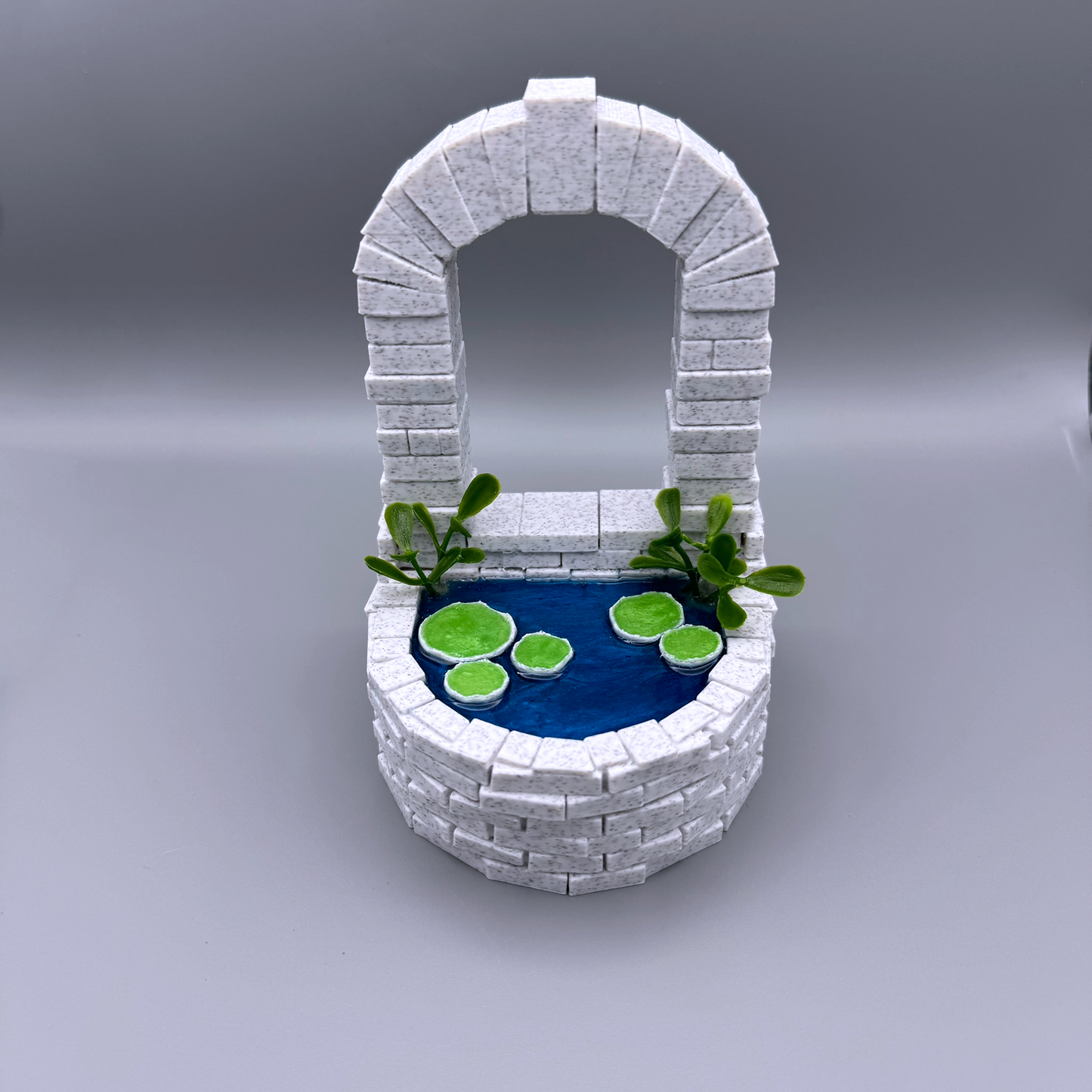 Mystical Arched Bridge Bookends with Resin Ponds - Quaint brick pond Bookends - Enchanted Magical Garden Decor