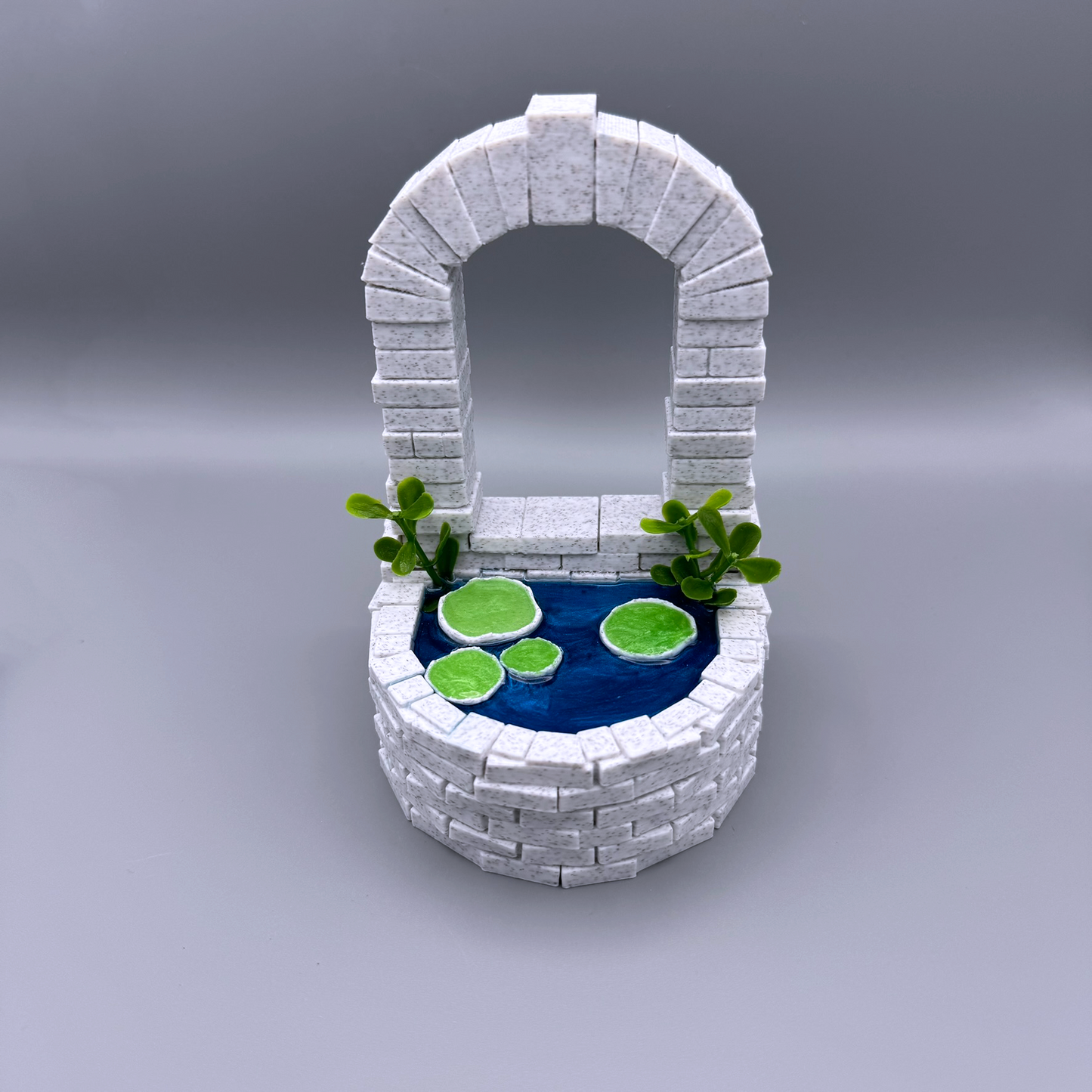 Mystical Arched Bridge Bookends with Resin Ponds - Quaint brick pond Bookends - Enchanted Magical Garden Decor