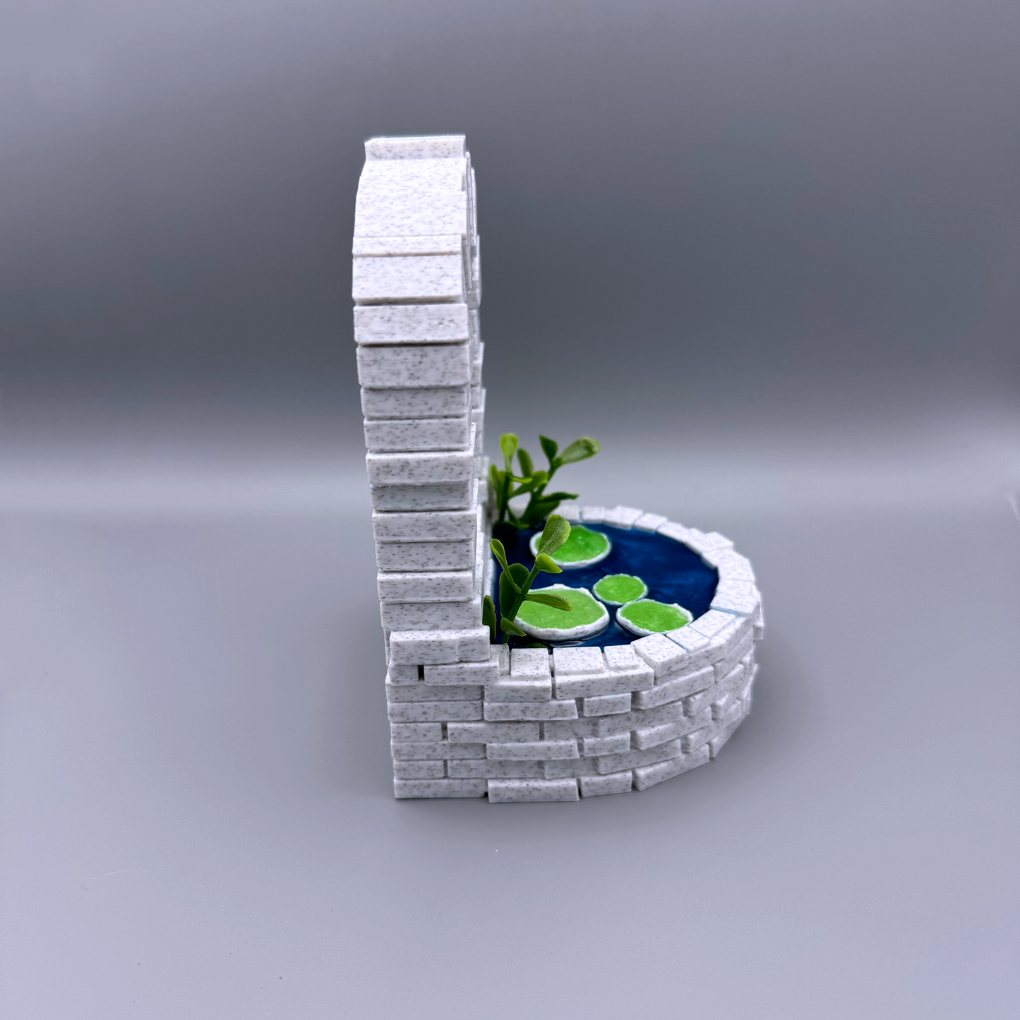 Mystical Arched Bridge Bookends with Resin Ponds - Quaint brick pond Bookends - Enchanted Magical Garden Decor