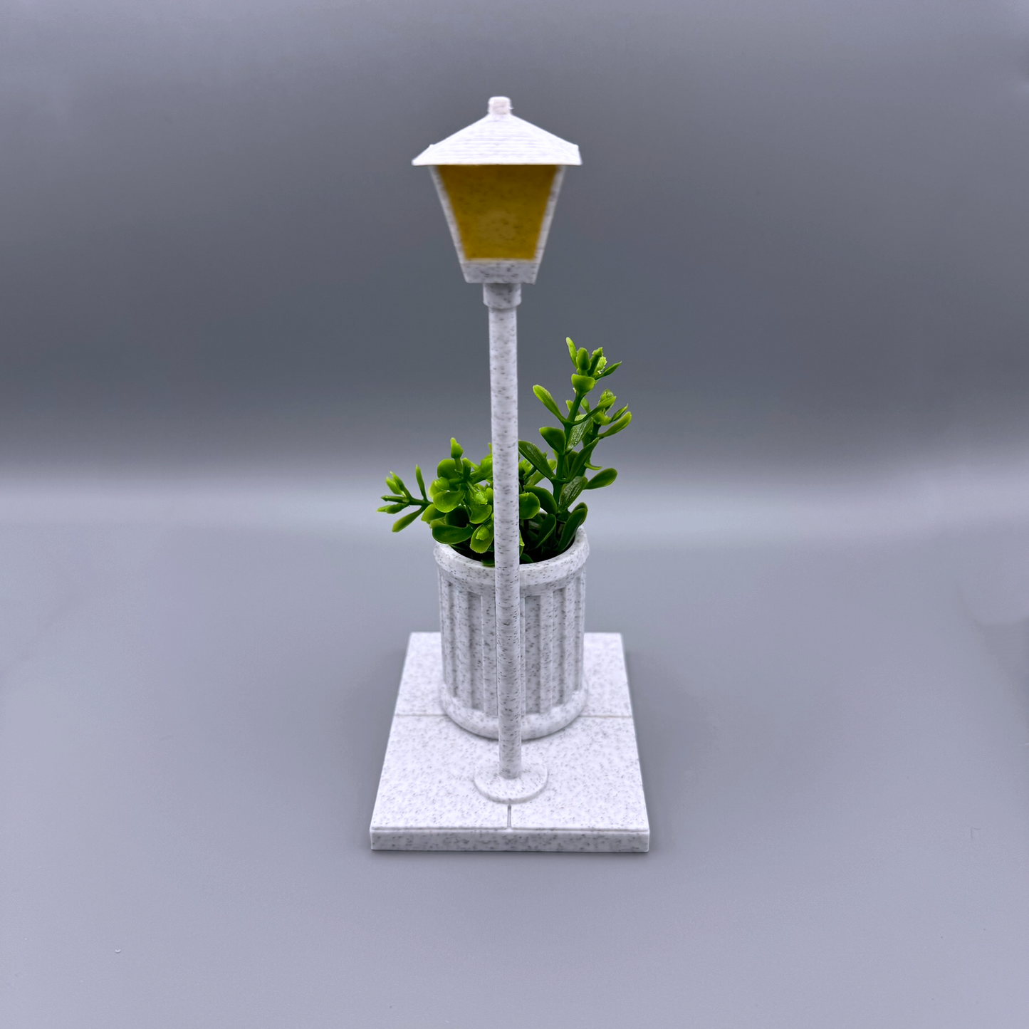 Charming Trashcan and Street Light Desktop Decor - Miniature Cityscape Accessory