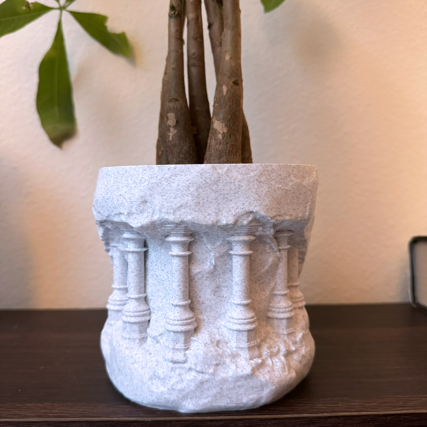 Indoor planter Classical Grecco roman columns rising up on a rocky cliffside - plant pot drip tray - Architectural planter - neoclassical