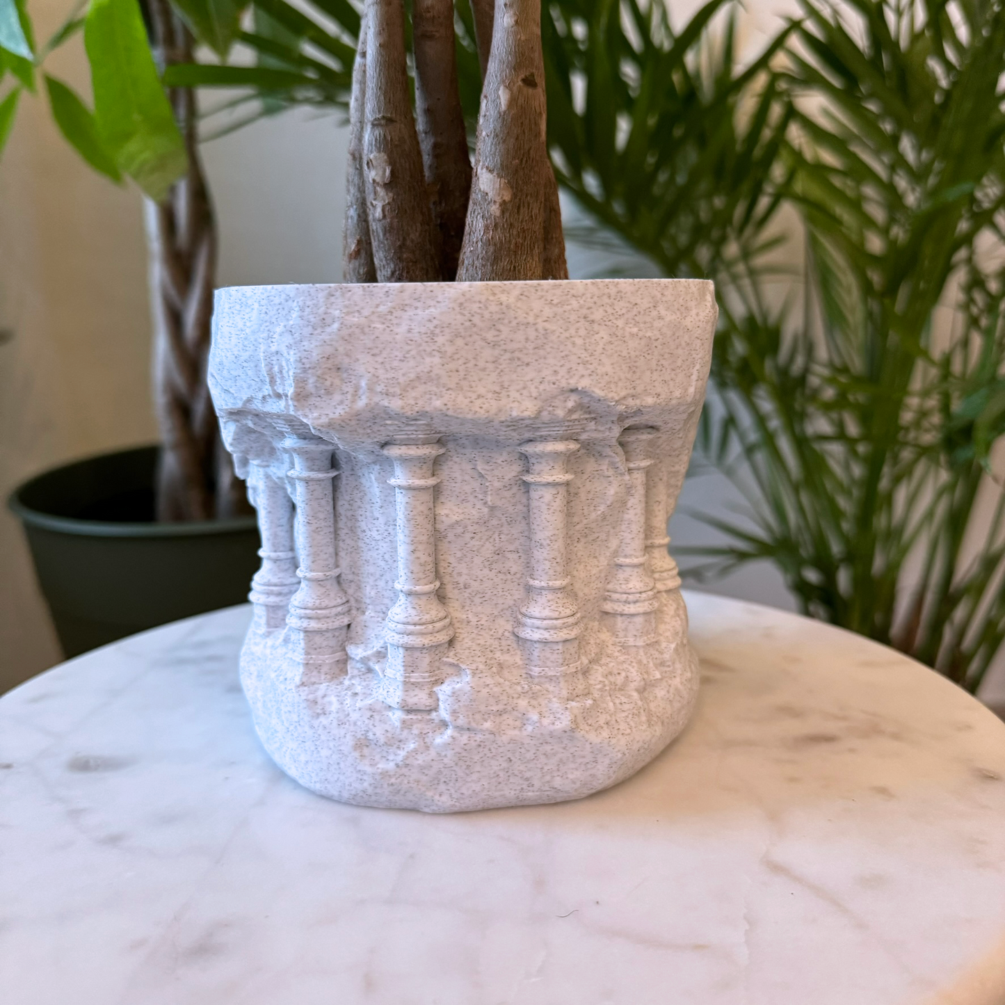 Indoor planter Classical Grecco roman columns rising up on a rocky cliffside - plant pot drip tray - Architectural planter - neoclassical