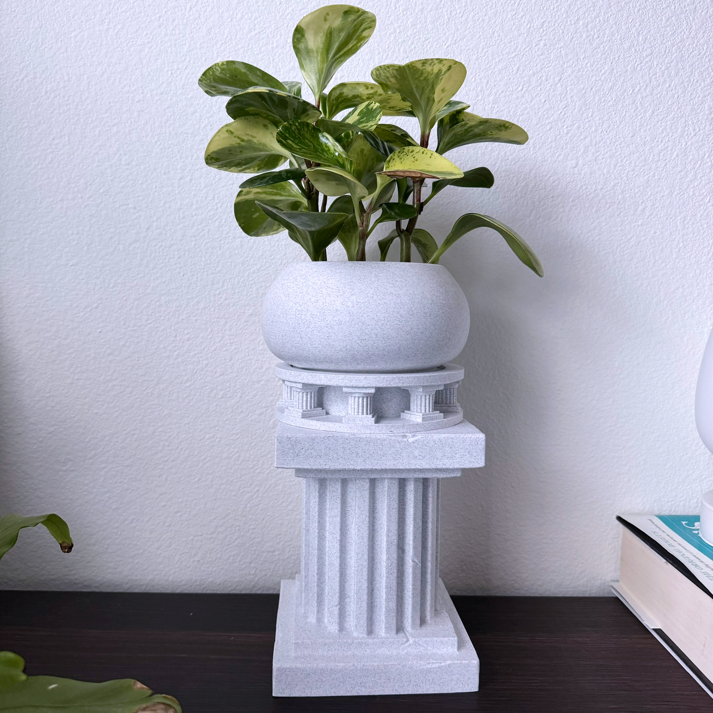 Neoclassical column plant stand and riser pedestal - Greco Roman columns indoor plant stand - Plastic stone marble textured - Two sizes