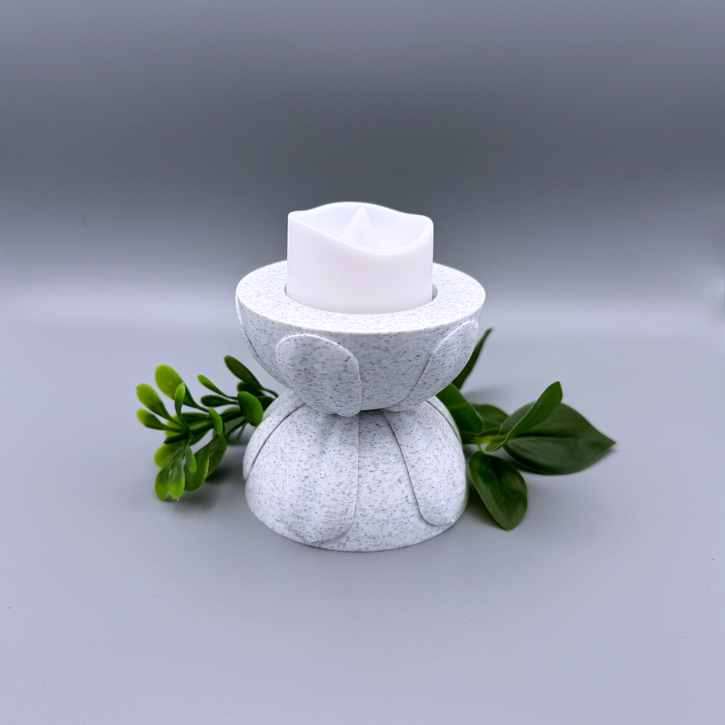Unique stone textured battery tea candle holder with a minimalistic classical design
