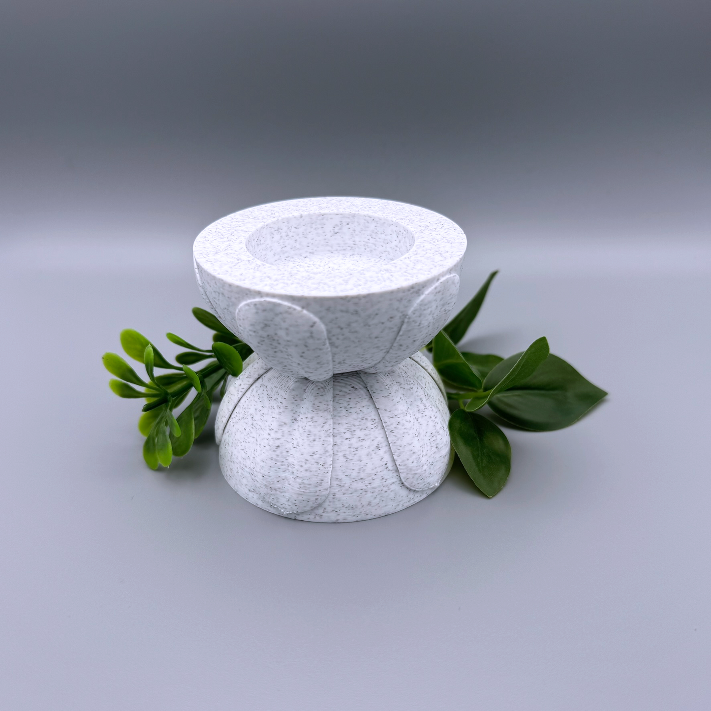 Unique stone textured battery tea candle holder with a minimalistic classical design