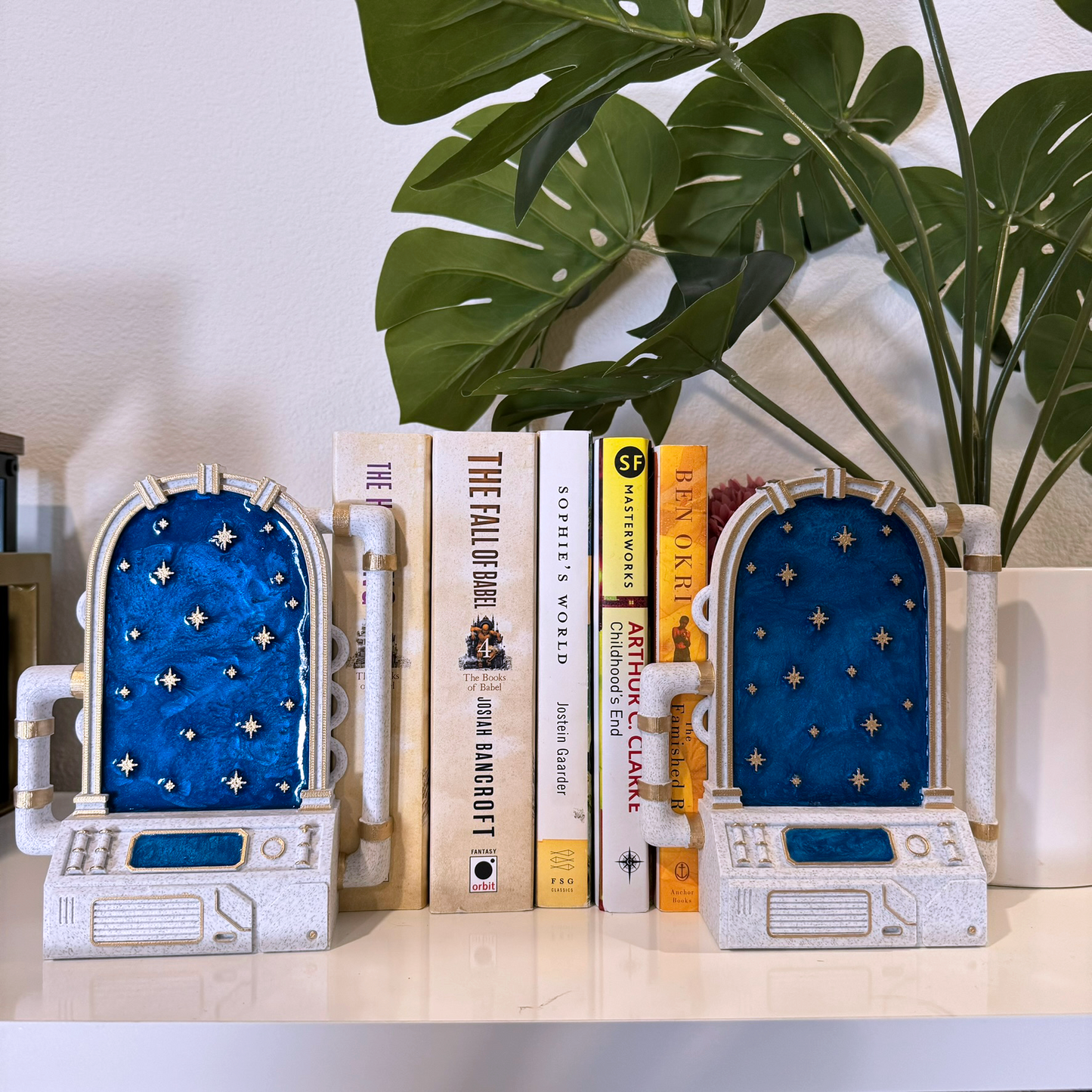Steampunk portal bookends looking into star filled void - Sci-fi Bookend book nook - bookshelf decor -Single - pair bookend - unique bookend