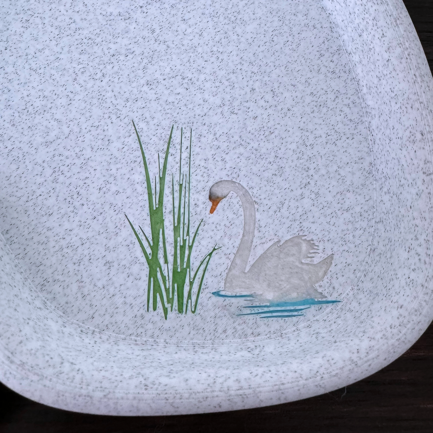 Bathroom organization tray and ring dish with resin colored swan design, organic, minimalistic, modern design, marble textured.