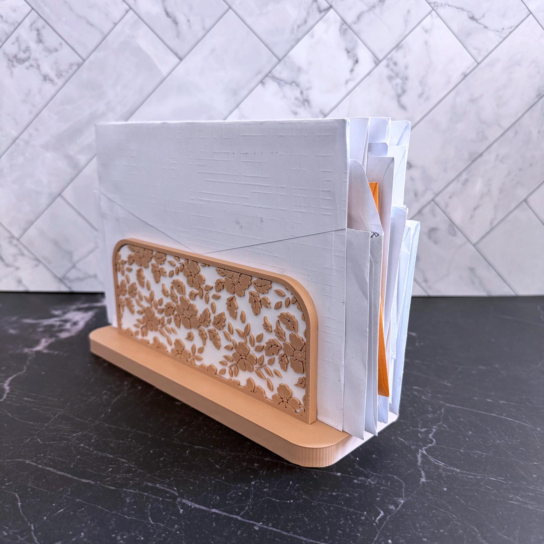 Flower Pattern Letter holder - Mail organizer and paper holder rack