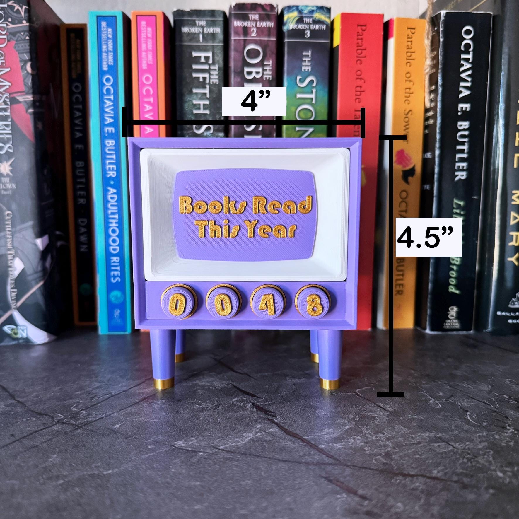 Books Read This Year Counter & Bookmark Holder | Custom Color Reading Tracker | Retro TV Bookish Decor