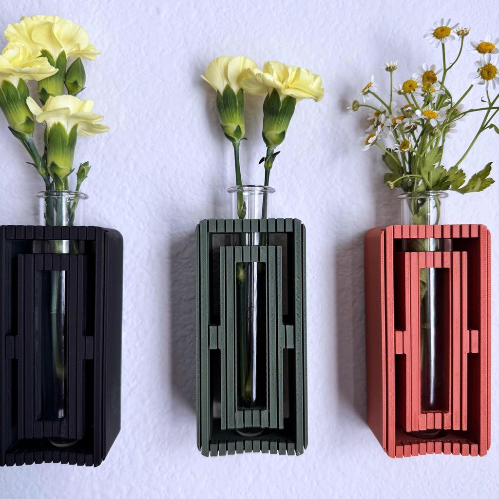 Ribbed wall  propagation vase and flower vase: Test Tube Wall Planter