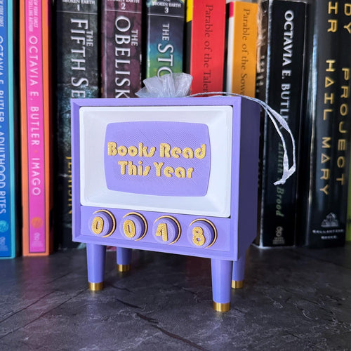 Books Read This Year Counter & Bookmark Holder | Custom Color Reading Tracker | Retro TV Bookish Decor