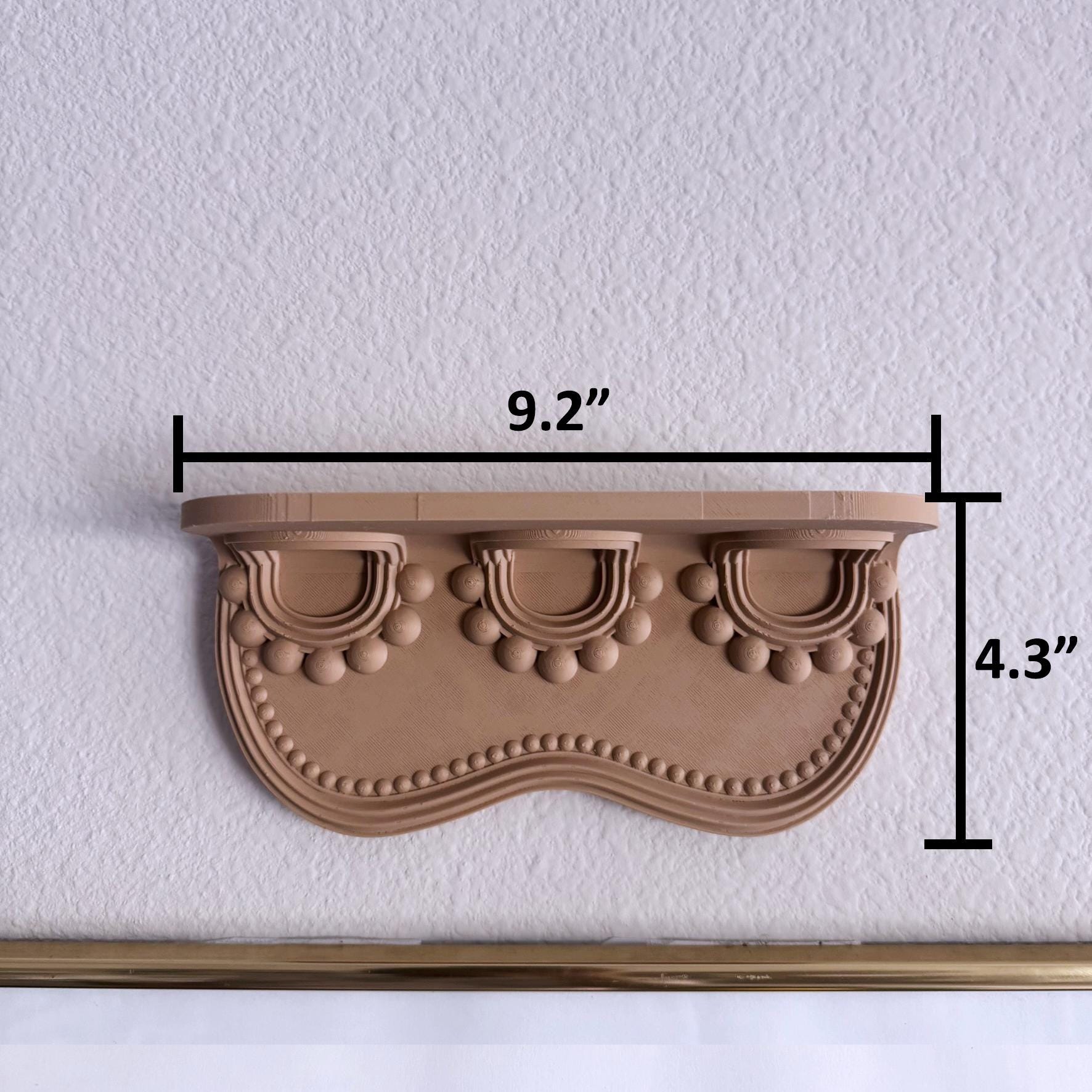 Ornate Long Mini Wall Hanging Shelves, Small Display Ledge for Plants & Trinkets