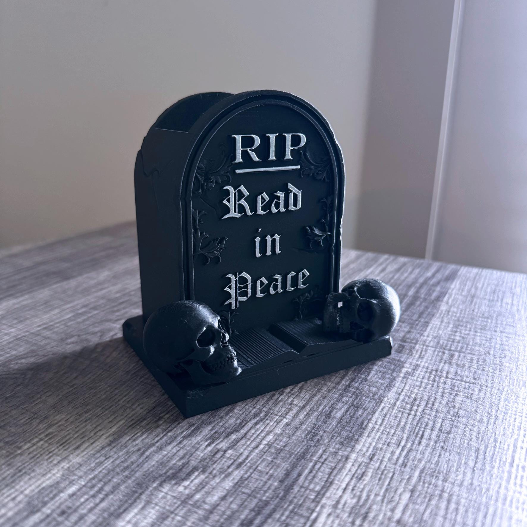 Spooky gravestone bookmark holder - gothic bookshelf decor - Halloween decor - bookish horror trinkets - unique bookmark container organizer
