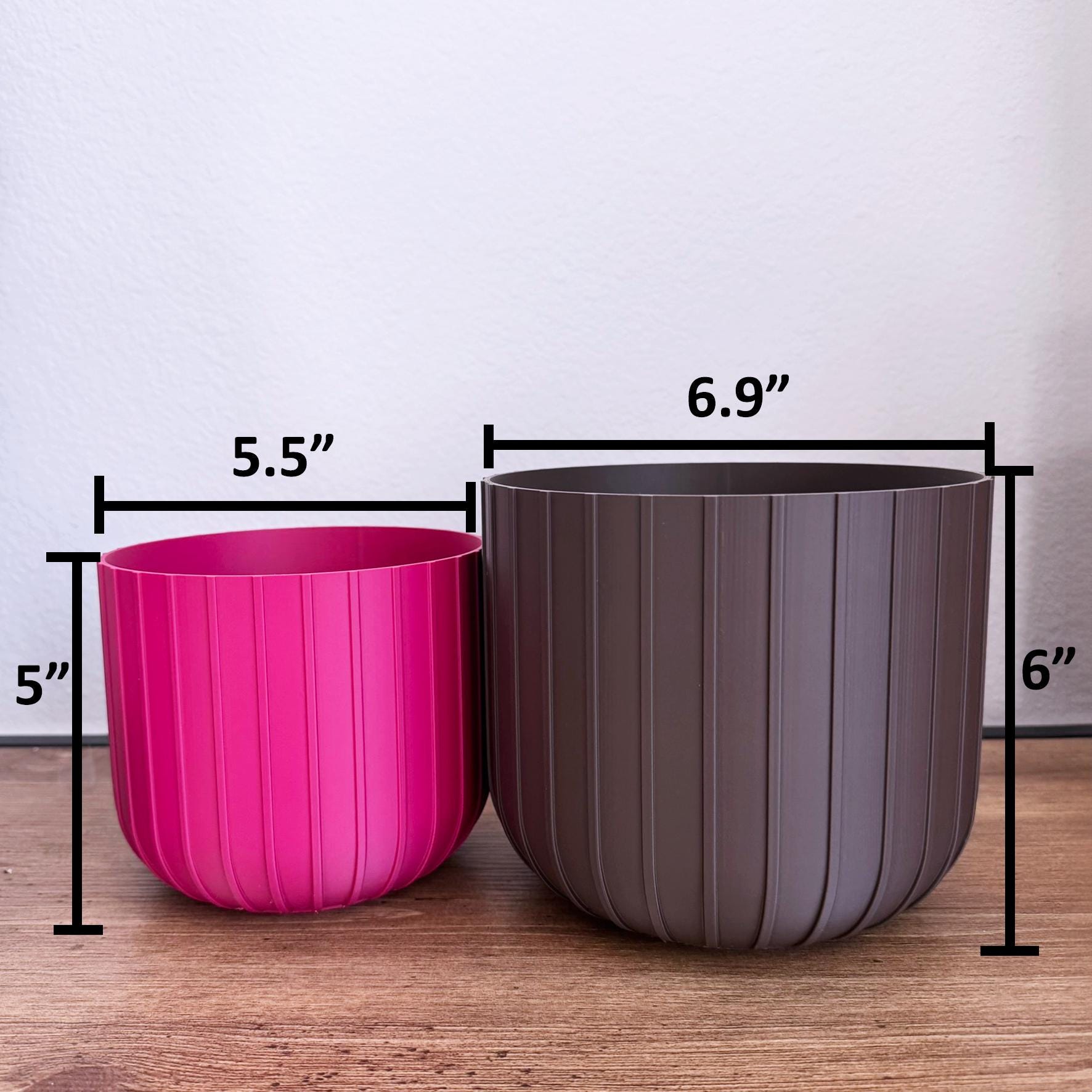 Ribbed Geometric Planter with Drip Tray - Comes in Two Sizes - Medium Sized Plant pot
