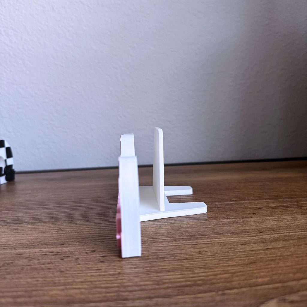 Checker Vinyl Record Stand: Customizable Retro 'Now Playing' or 'Now Spinning" design