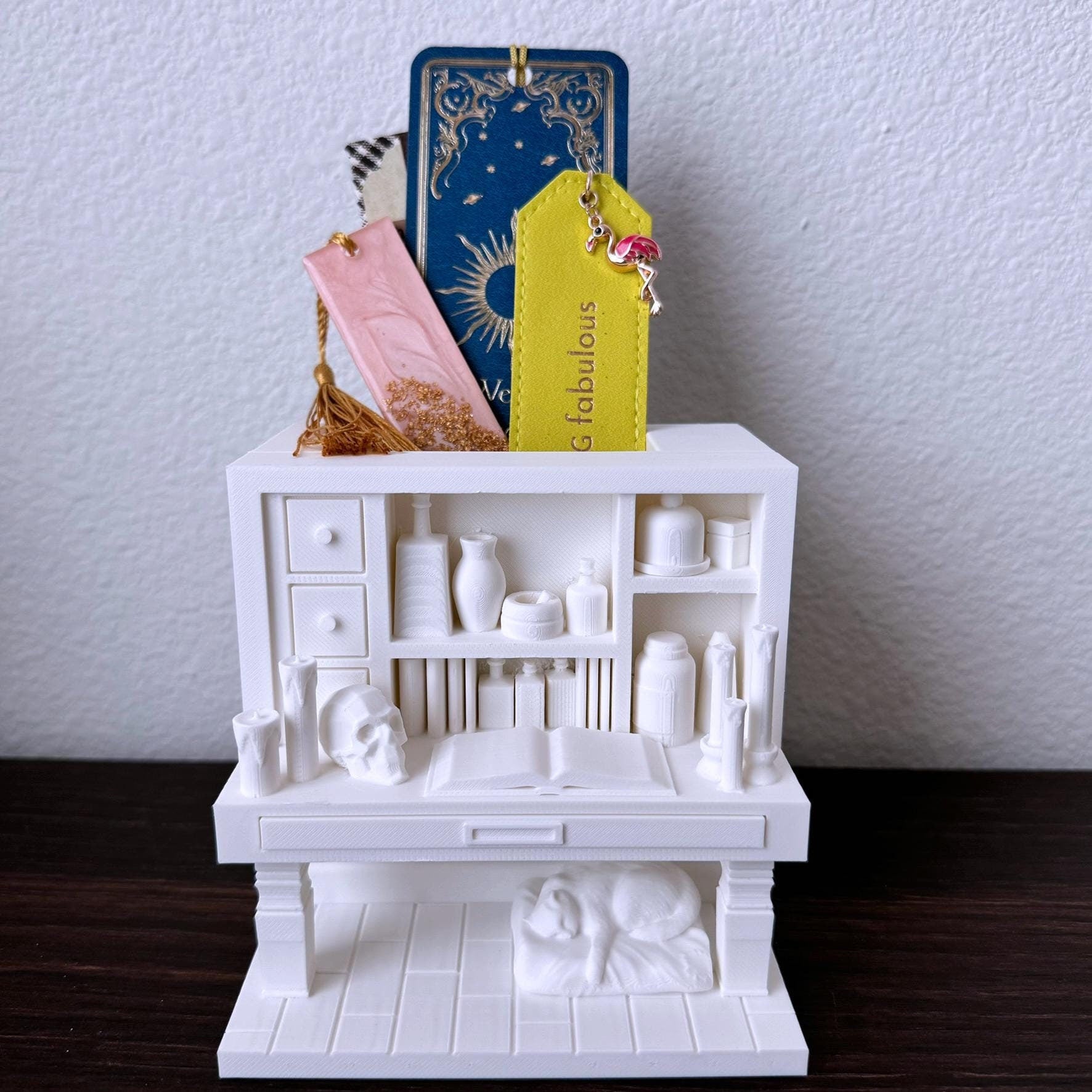 Cozy Witch Altar Bookmark Holder book nook - Desk Organizer - Pen Holder - Bookshelf Decor