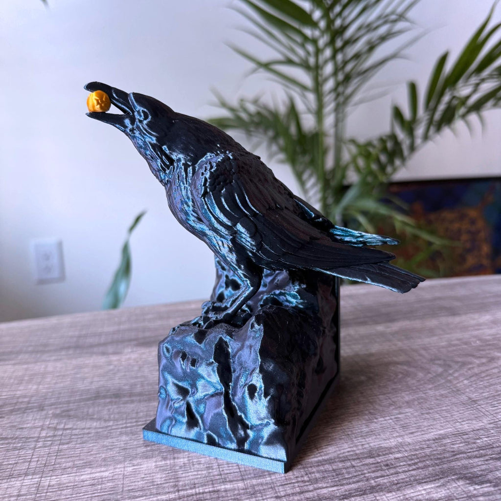 Raven bookend - unique black dark academia crow bookend - novelty bookend - single bookend - Unique simmering black bookend with gold accent