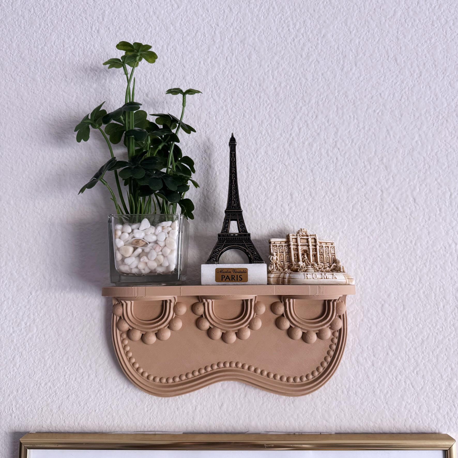 Ornate Long Mini Wall Hanging Shelves, Small Display Ledge for Plants & Trinkets
