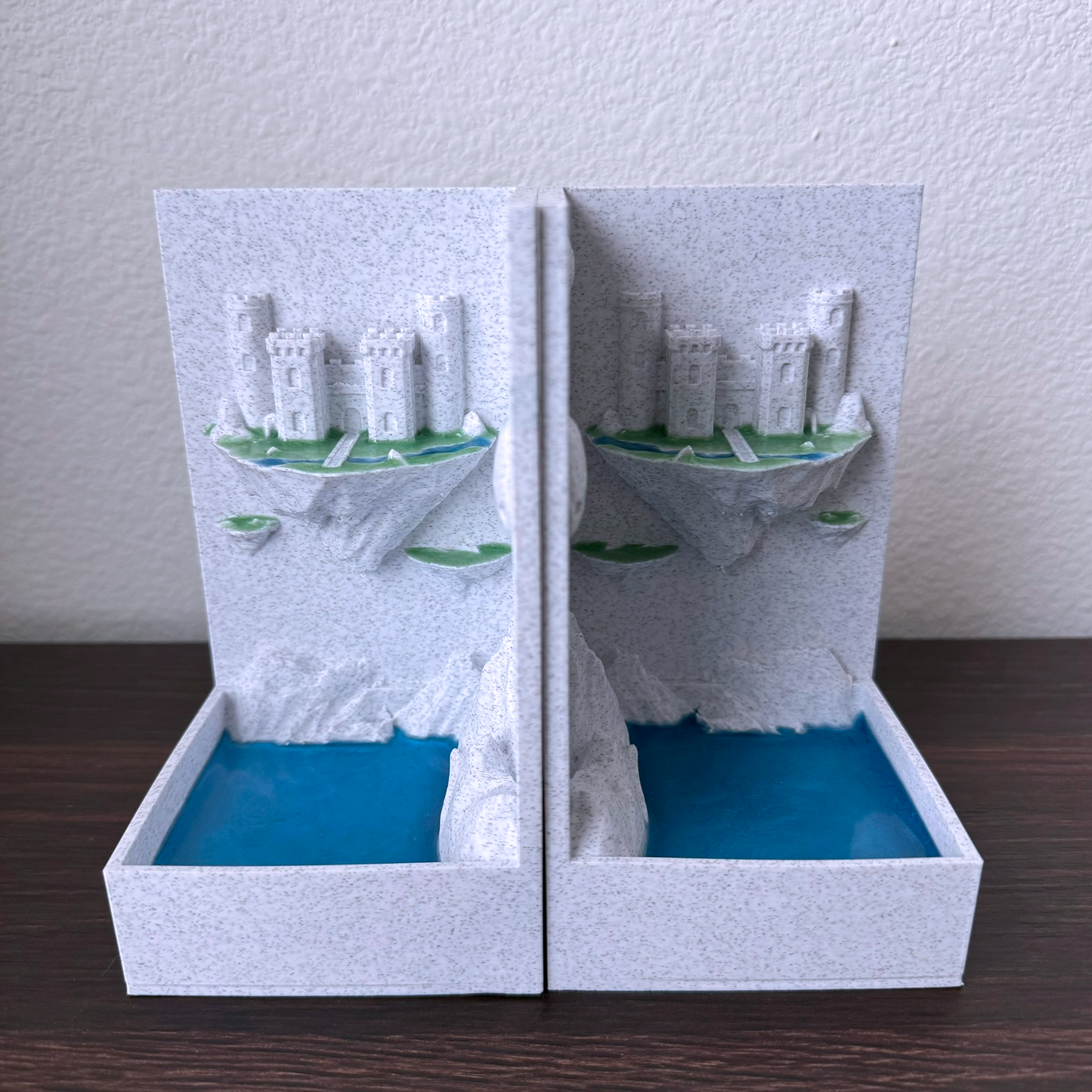 Floating Island Fantasy castle bookends - Cool Unique bookends