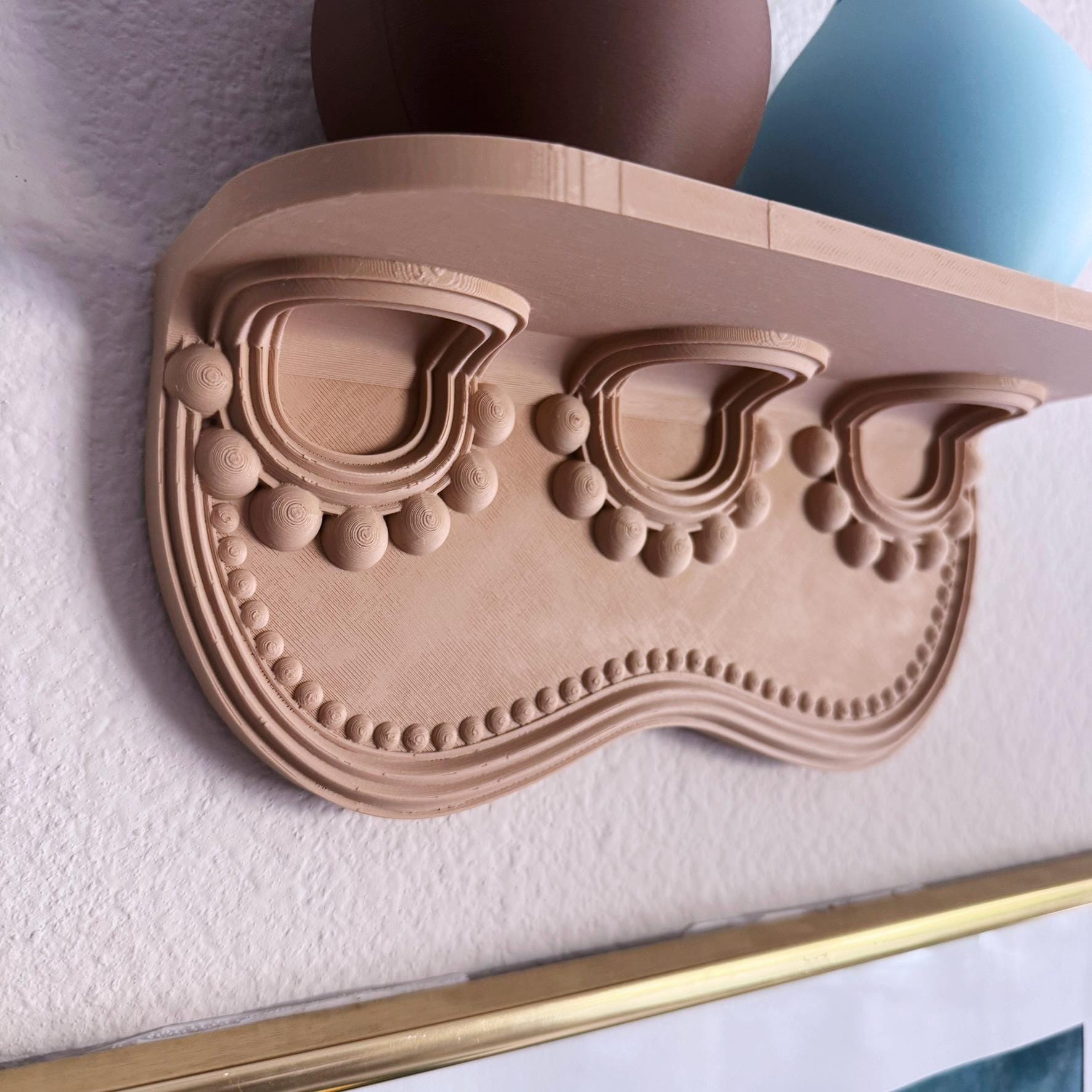 Ornate Long Mini Wall Hanging Shelves, Small Display Ledge for Plants & Trinkets