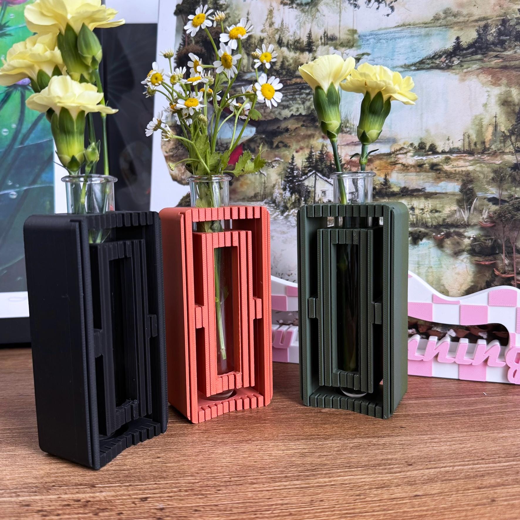 Ribbed wall  propagation vase and flower vase: Test Tube Wall Planter
