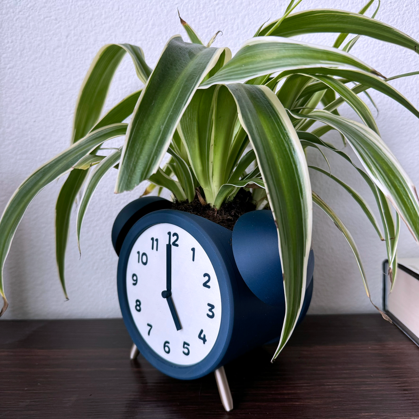 Alarm Clock Planter - Unique Plant Pot - Decorative and Functional - Fun Design - Moveable Clock Hands - Analog