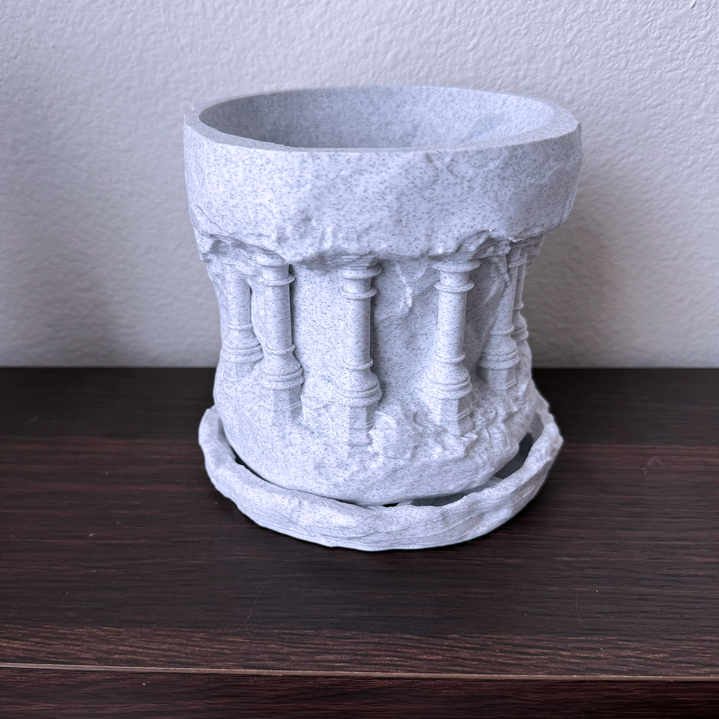 Indoor planter Classical Grecco roman columns rising up on a rocky cliffside - plant pot drip tray - Architectural planter - neoclassical