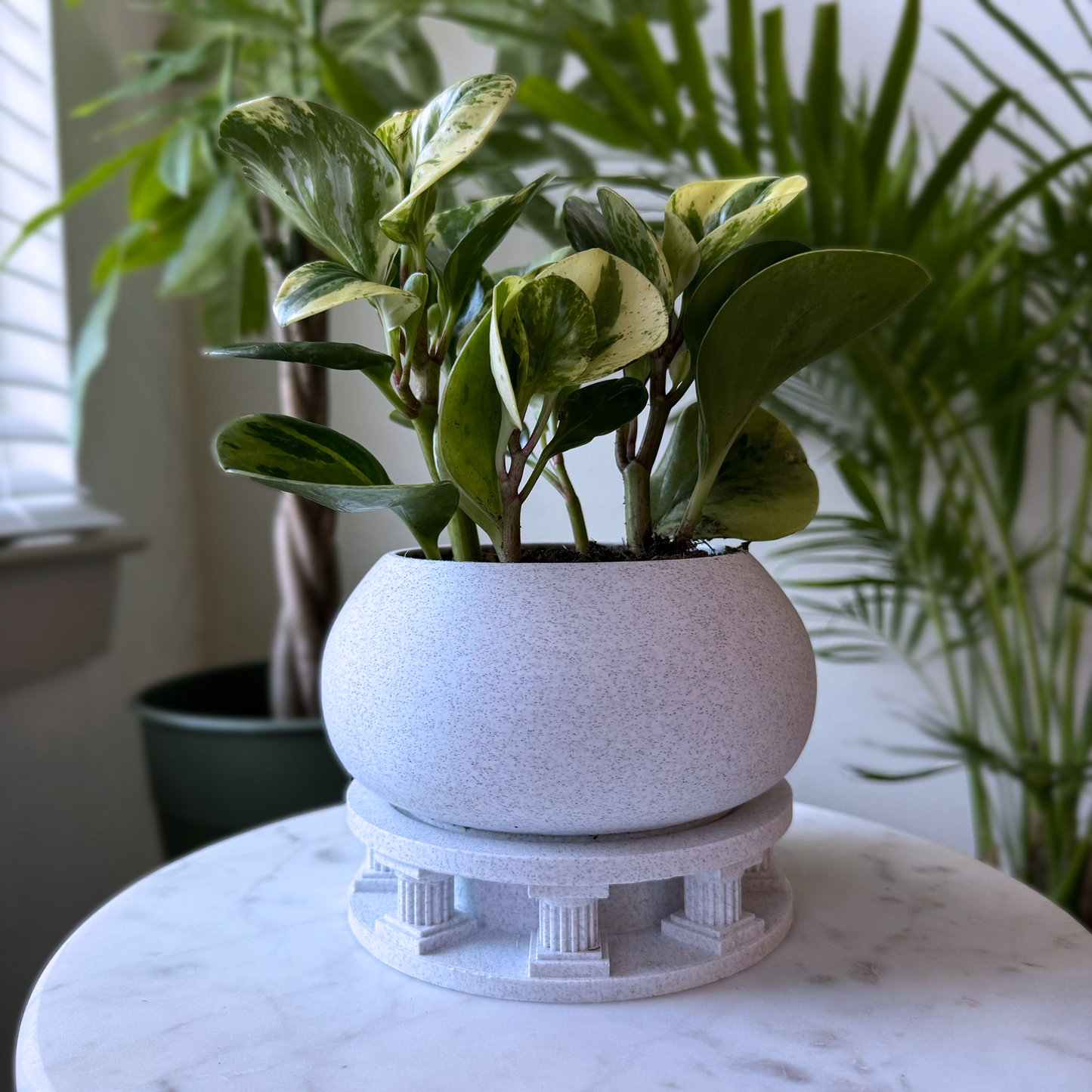 A Greco-roman Neoclassical Planter With a Pedestal of Columns Holding Up an Adorned Vase