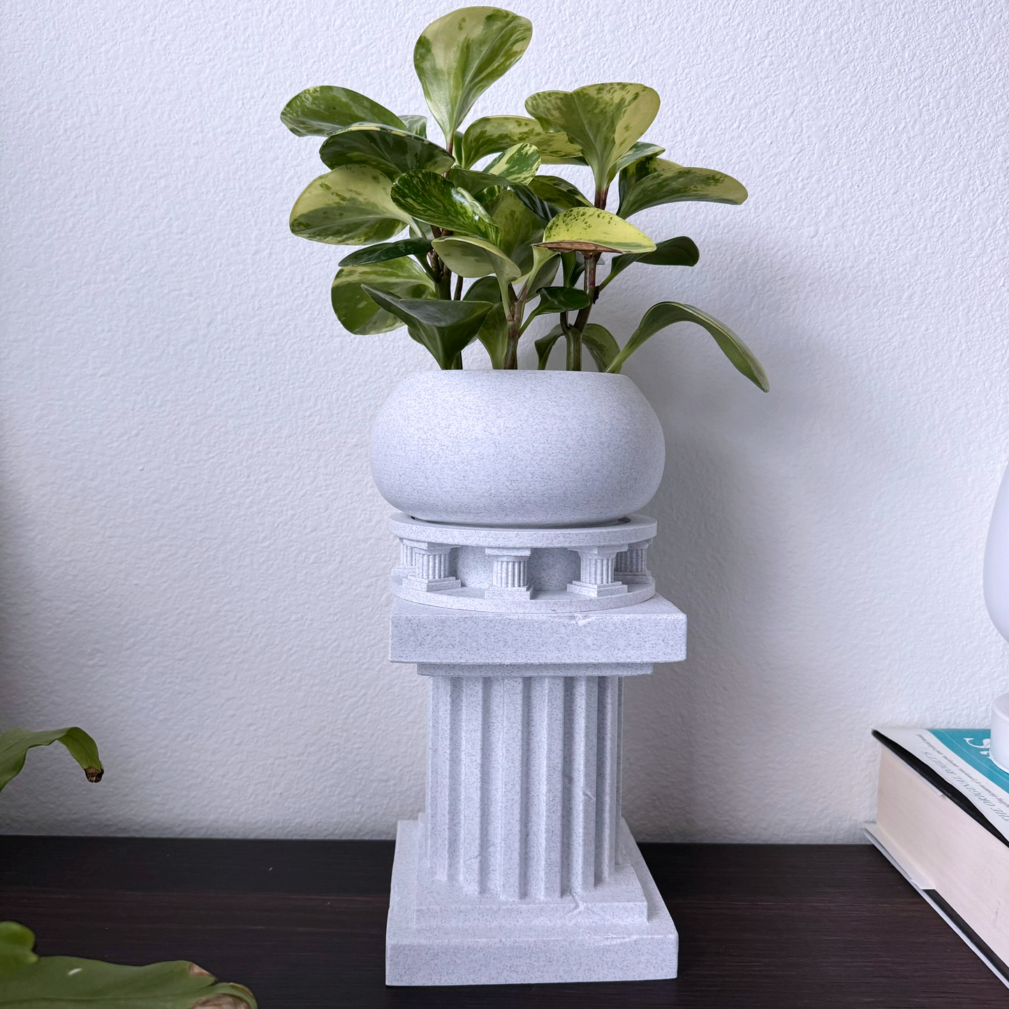 Neoclassical column plant stand and riser pedestal -  Greco Roman columns indoor plant stand - Plastic stone marble textured - Two sizes