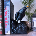Raven bookend - unique black dark academia crow bookend - novelty bookend - single bookend - Unique simmering black bookend with gold accent