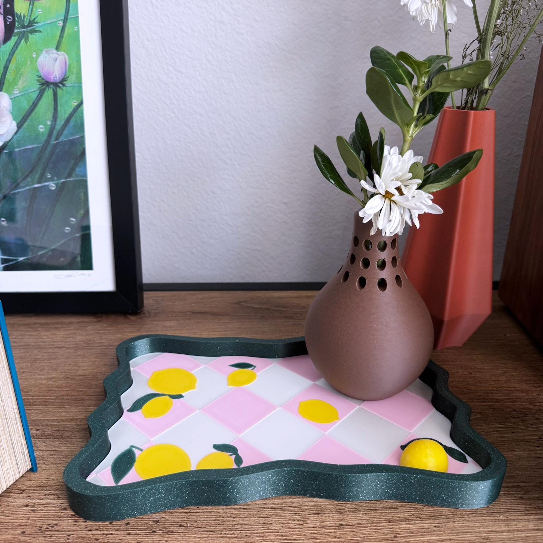 Spring inspired Lemon Tray for, glasses, small items