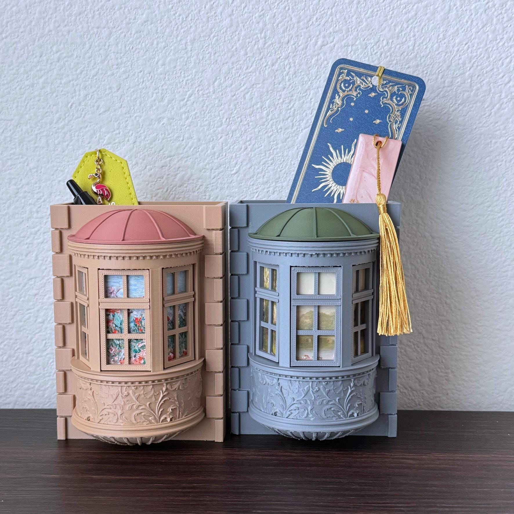 Oriel window Bookmark Holder - bookshelf library accessory and decor - unique bookmark container-  desk Organizer and Pen Holder