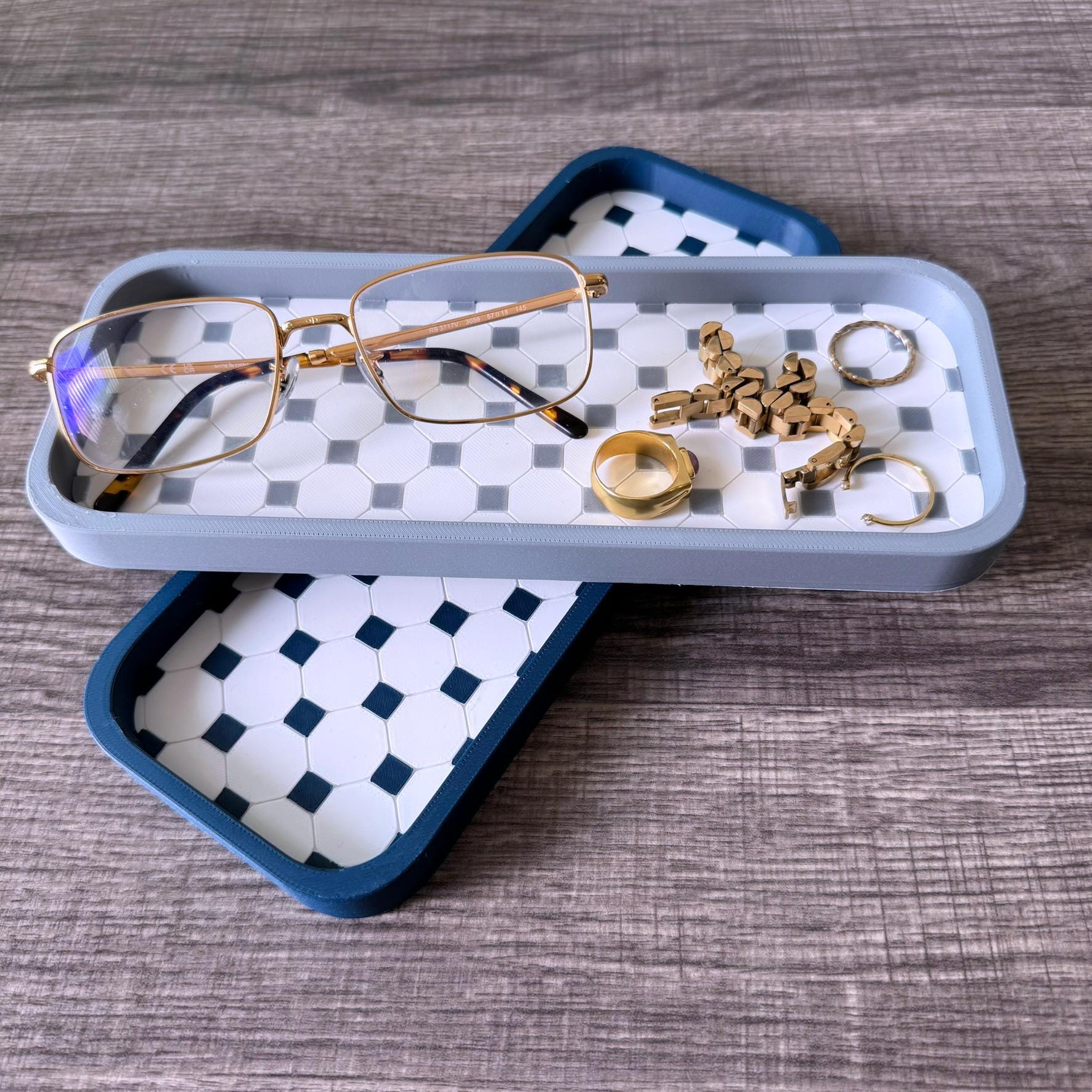 rounded rectangle trinket tray for key, jewelry, glasses, small items - desk organization - customizable