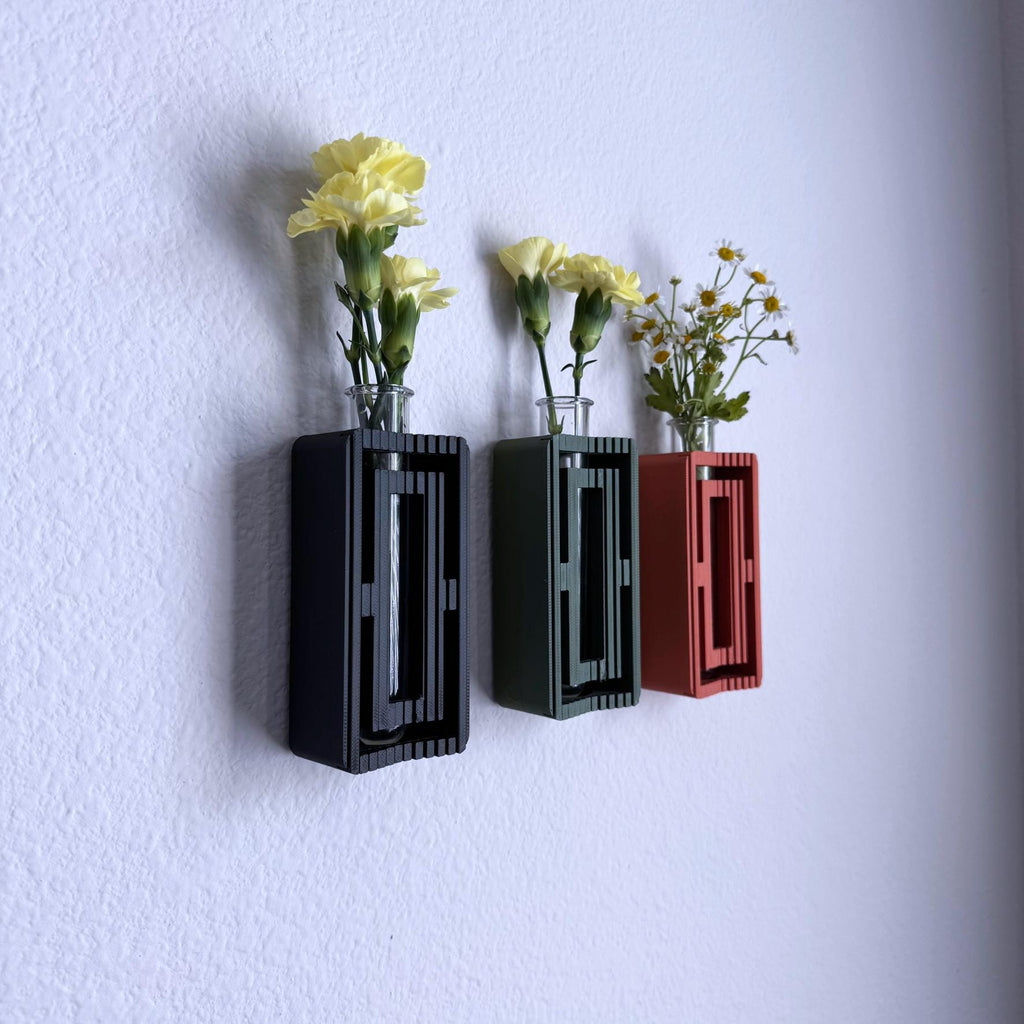 Ribbed wall  propagation vase and flower vase: Test Tube Wall Planter