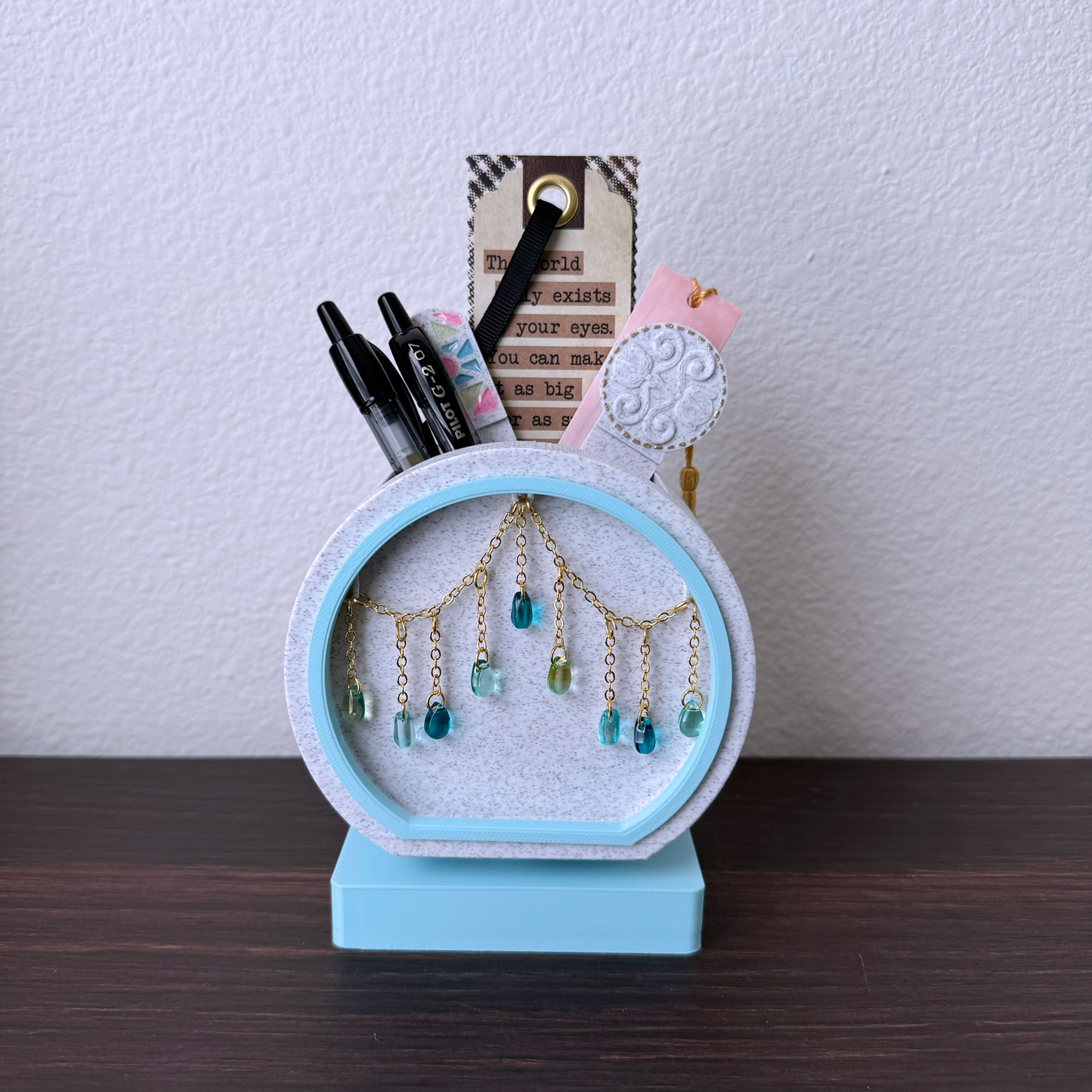 Raindrop Bead Bookmark Holder - Desk Organizer - Pen Holder - Cute library, bookshelf, and desk decor