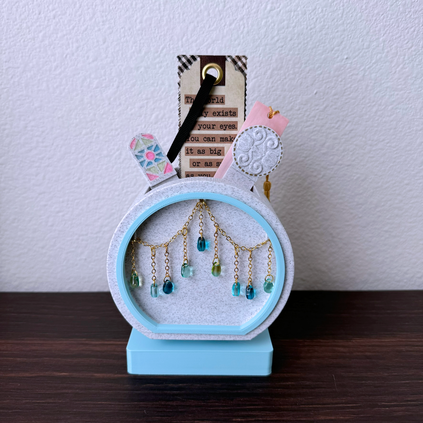 Raindrop Bead Bookmark Holder - Desk Organizer - Pen Holder - Cute library, bookshelf, and desk decor