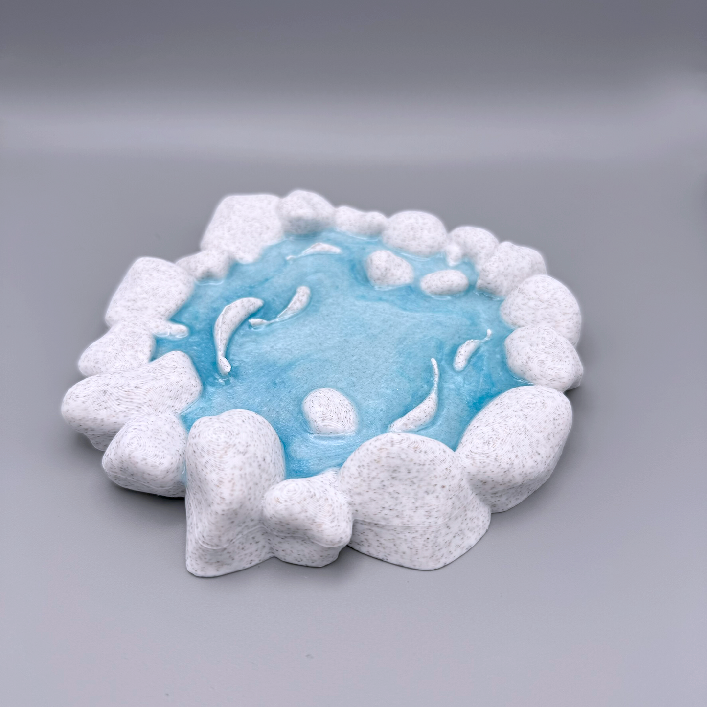 Serene Pond 3D-Printed Trinket Tray - Peaceful Water Design with Stone Edges