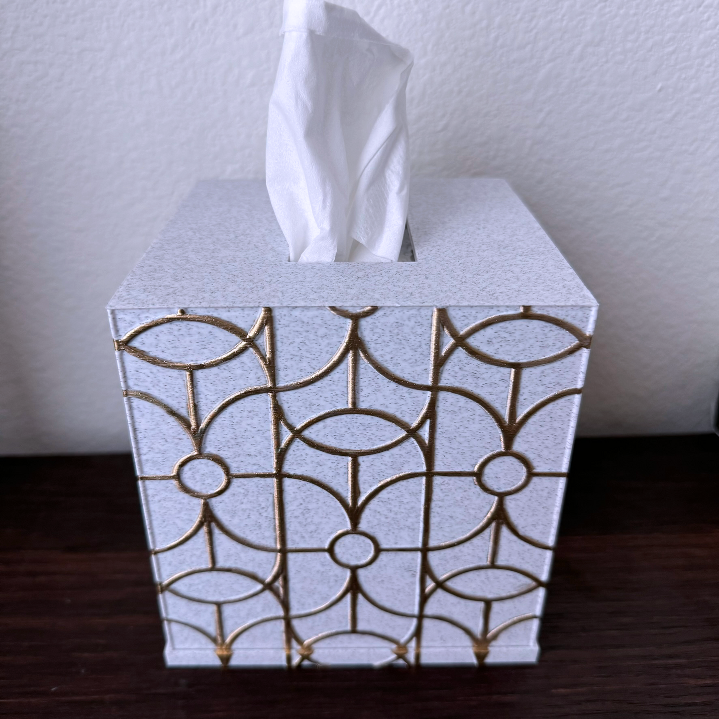 Art Deco Tissue Paper Box Cover - Tissue Box - Tissue Box holder - Craftsman Tissue Box Cover -Gold, detailed Tissue Cover