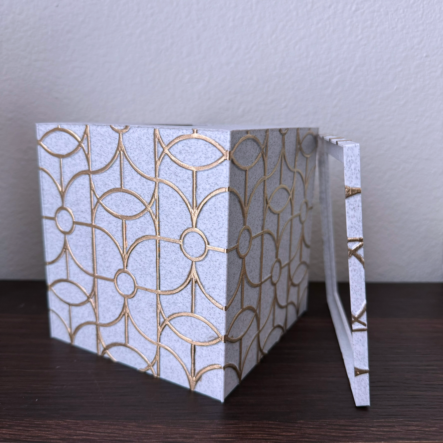 Art Deco Tissue Paper Box Cover - Tissue Box - Tissue Box holder - Craftsman Tissue Box Cover -Gold, detailed Tissue Cover