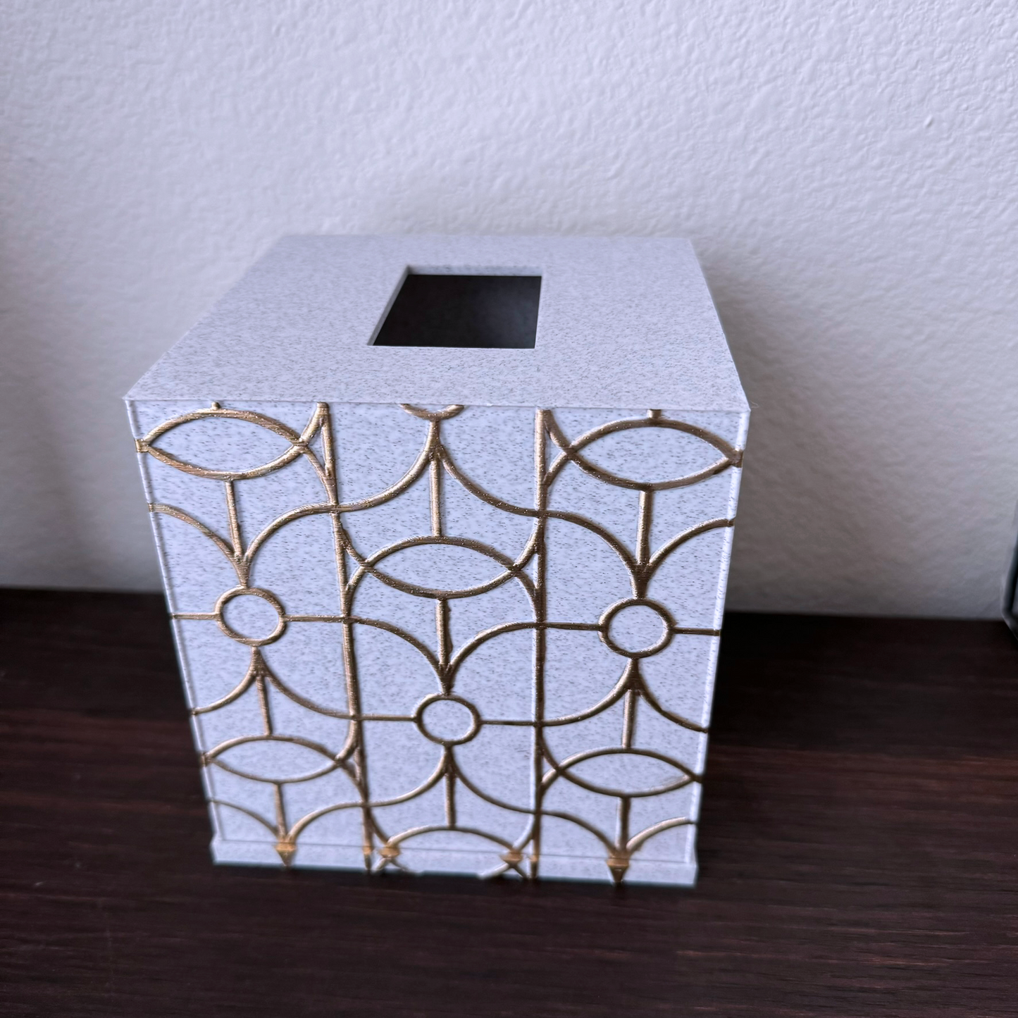 Art Deco Tissue Paper Box Cover - Tissue Box - Tissue Box holder - Craftsman Tissue Box Cover -Gold, detailed Tissue Cover