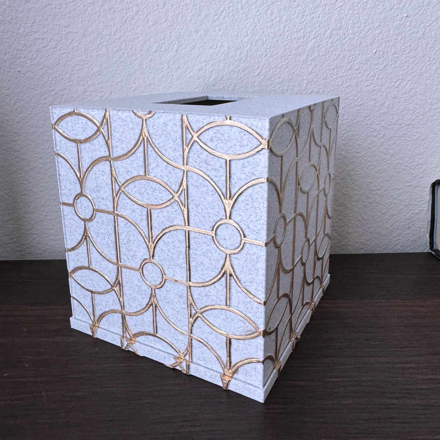 Art Deco Tissue Paper Box Cover - Tissue Box - Tissue Box holder - Craftsman Tissue Box Cover -Gold, detailed Tissue Cover