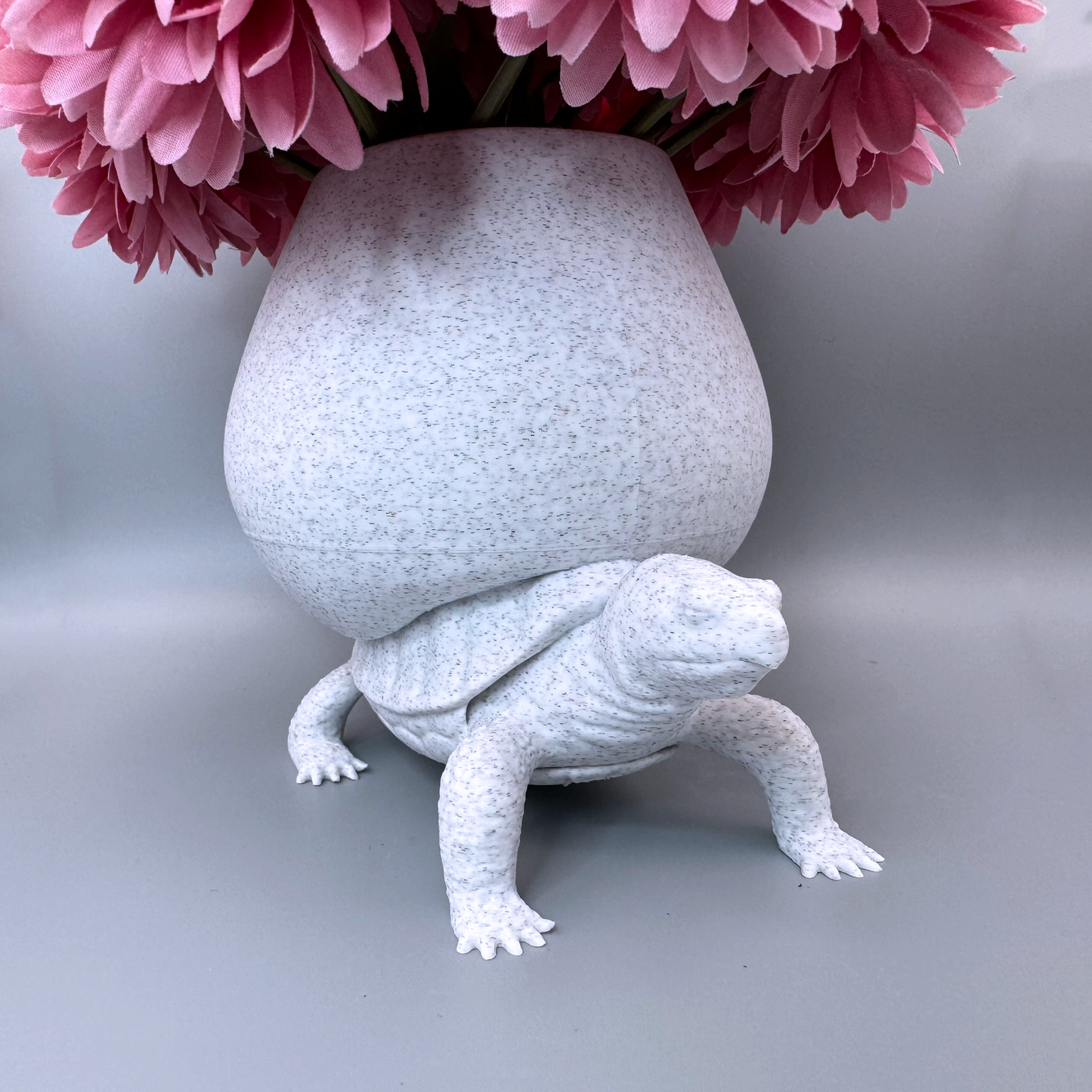 Tortoise decorative wide lip vase - container - Marble, stone texture - unique conversation piece